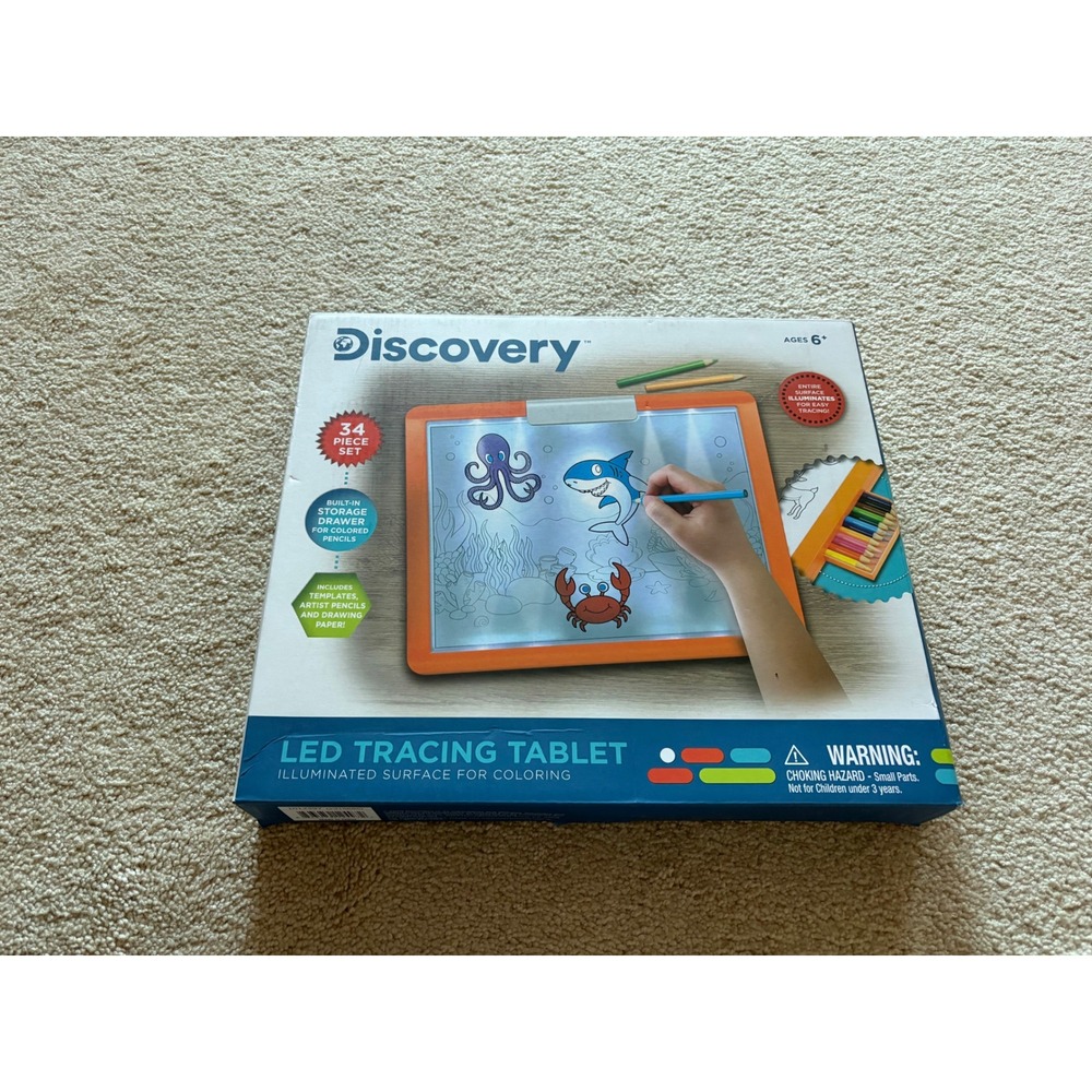 Discovery Kids LED Tracing Tablet 34 Piece Set Illuminated Art Drawing Pad New